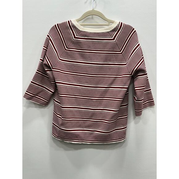 Maje Womens Marco Sweater Floral Embroidered Heart Striped Crewneck Red Size 2 - Picture 3 of 8